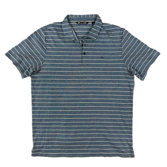 Travis‎ Mathew Golf Men's Polo Shirt XL Blue White Stripe - Picture 1 of 7